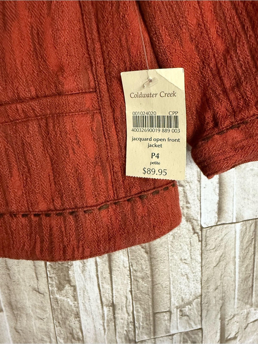 Coldwater Creek Red Textured Open-Front Blazer - Picture 4 of 7
